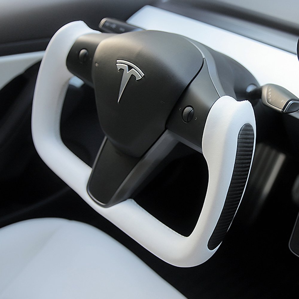 Housse de volant intérieure élégante en fibre de carbone garniture pour  Tesla