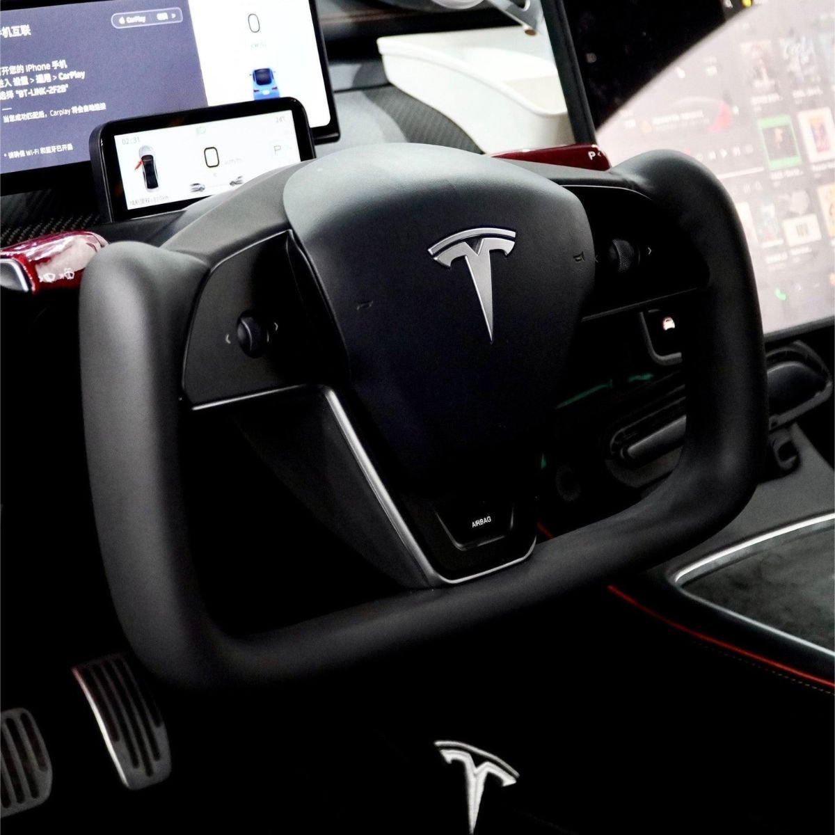 Tesery Joch Plaid Lenkrad für Tesla Model 3/YBBB