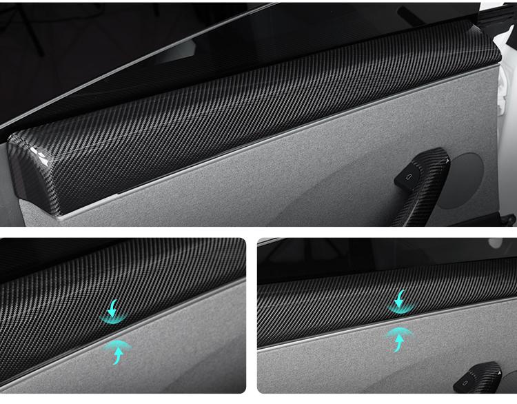 Real Dry Carbon Fiber Upper Door Trim Panel Overlay for Model 3 Highland & New Model Y