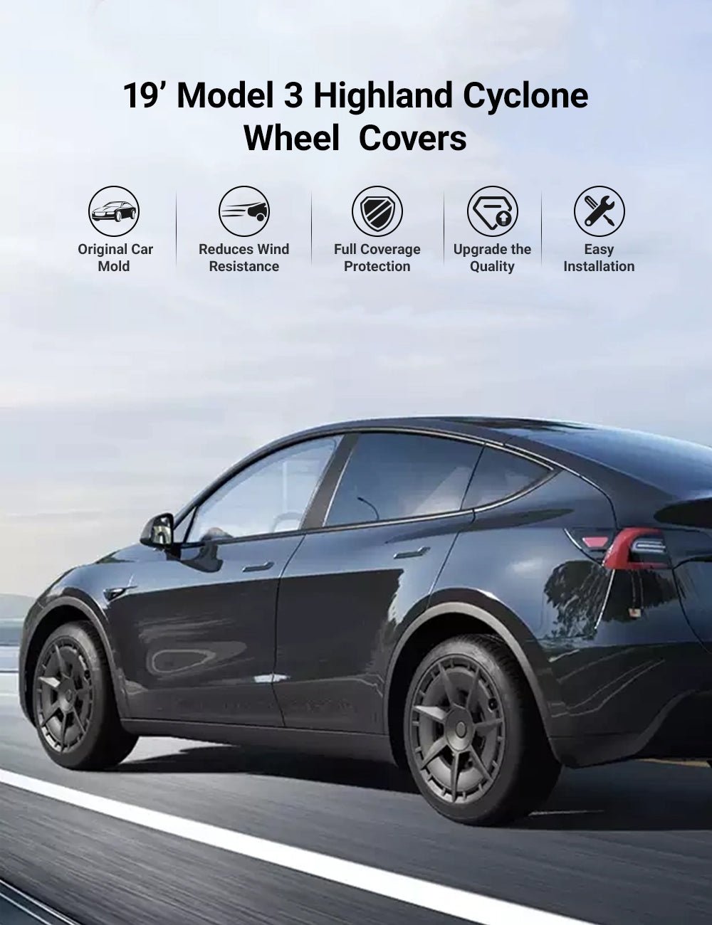 19’ FF Sports Car Wheel Covers for Tesla Model Y - Tesery Official Store