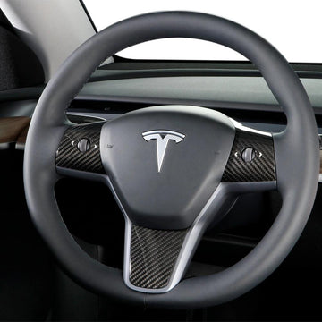 Protecteur de volant en fibre de carbone véritable adapté au modèle Tesla 3 modèle Y 2017-2022