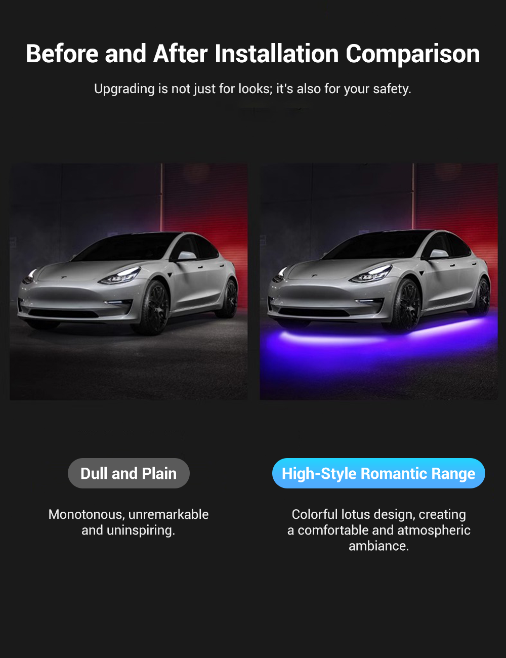 LED Chassis Ambient Lights for Tesla Model 3/Y (4PCS)