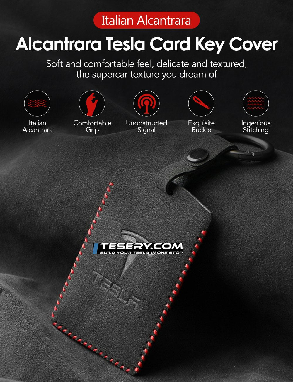 Alcantara Card Key Holder for Tesla Model 3 / Model Y - Tesery Official Store