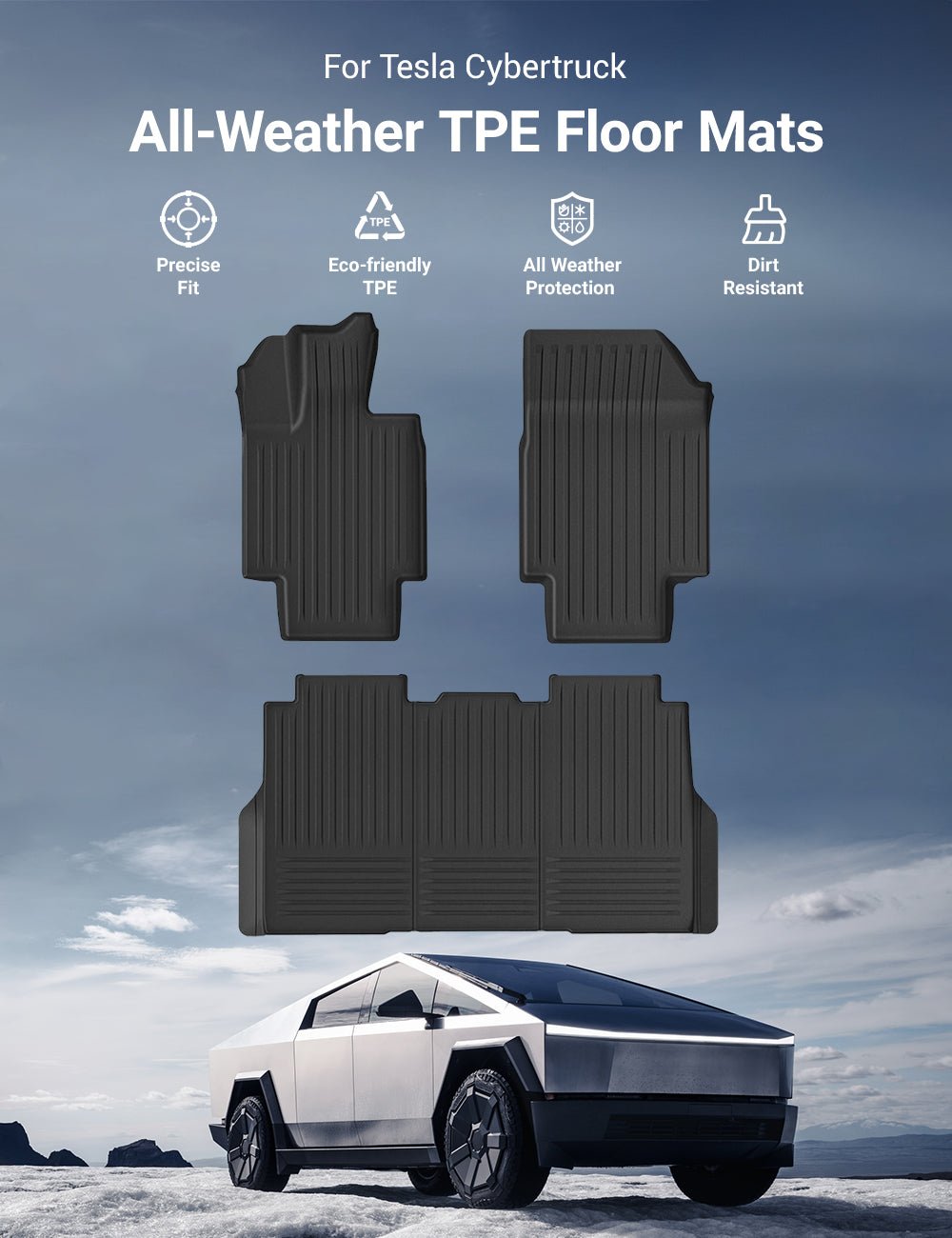 All Weather TPE Floor Mats for Tesla Cybertruck - Tesery Official Store