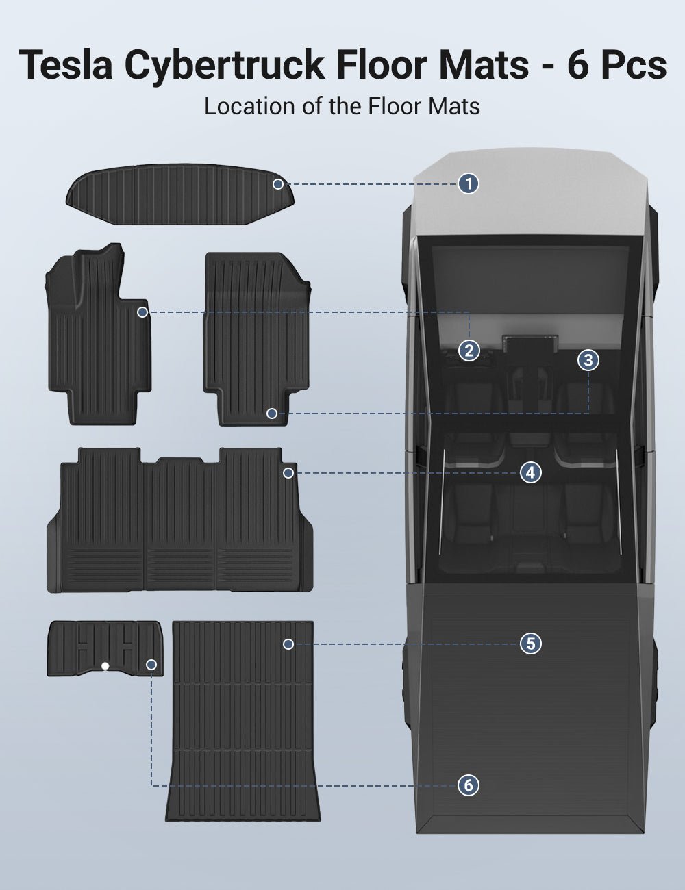 All Weather TPE Floor Mats for Tesla Cybertruck - Tesery Official Store