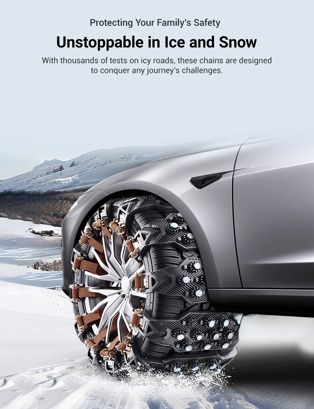 Anti - Slip Snow Chains for Tesla Model 3/Y【Style 2】 - Tesery Official Store