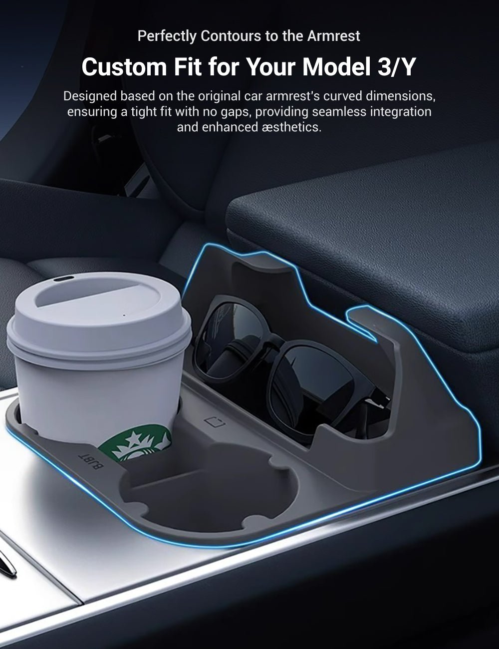 Center Console Cup Holder With Storage Organize for Model 3/Y - Tesery Official Store