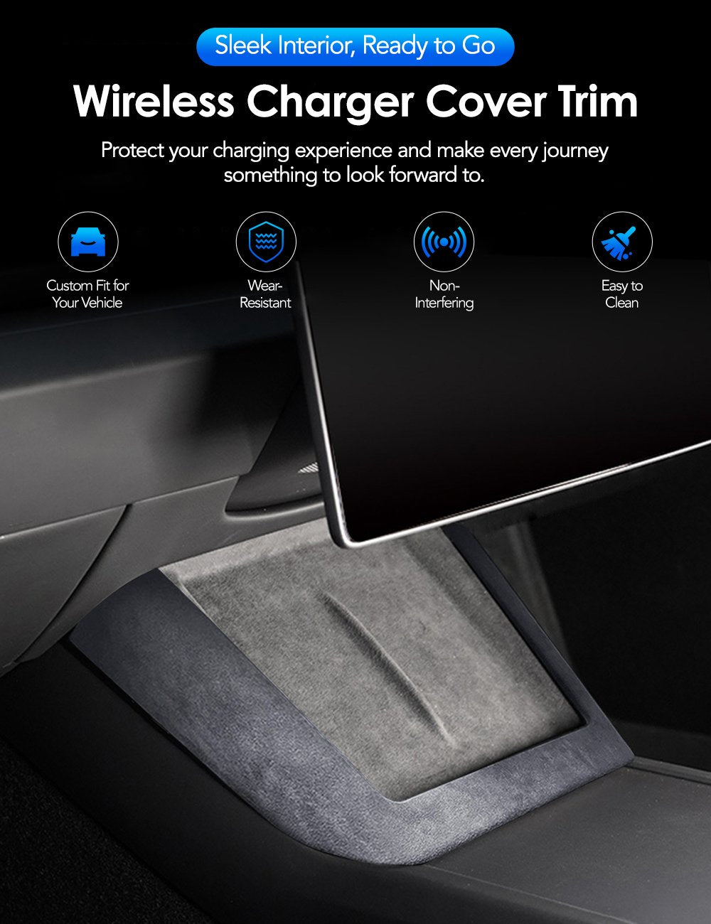 Center Console Wireless Charger Cover Trim for Tesla Model 3 Highland - Tesery Official Store