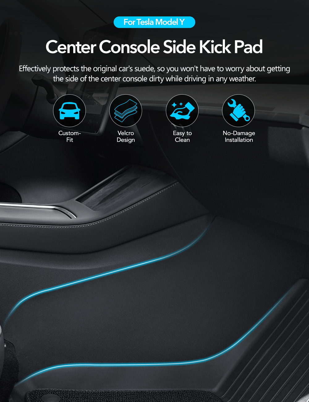 Central Control Side Defense Kick Pad for Tesla Model Y 2020-2024 - Tesery Official Store