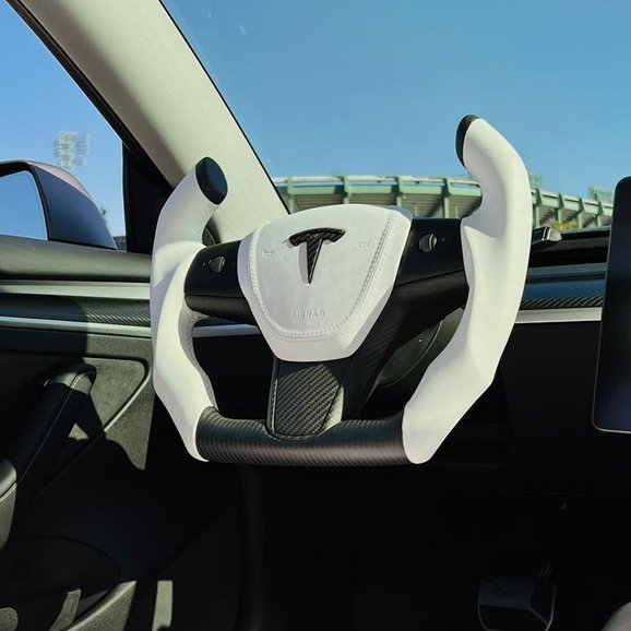 Custom Carbon Fiber Steering Wheel for Tesla Model 3 / Y【F1 Style】 - Tesery Official Store