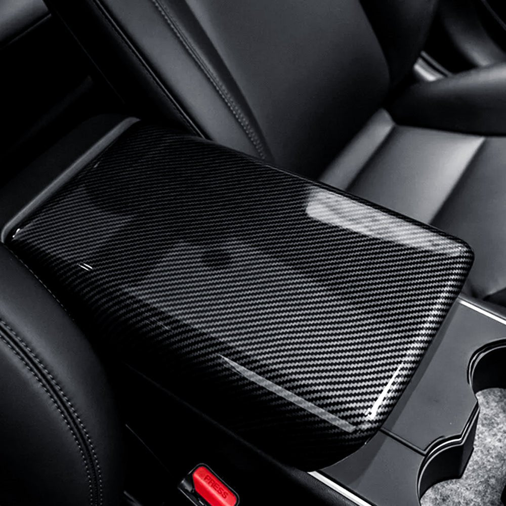 Dry Carbon Fiber Armrest Box Trim Cover for Tesla Cybertrunk - Tesery Official Store