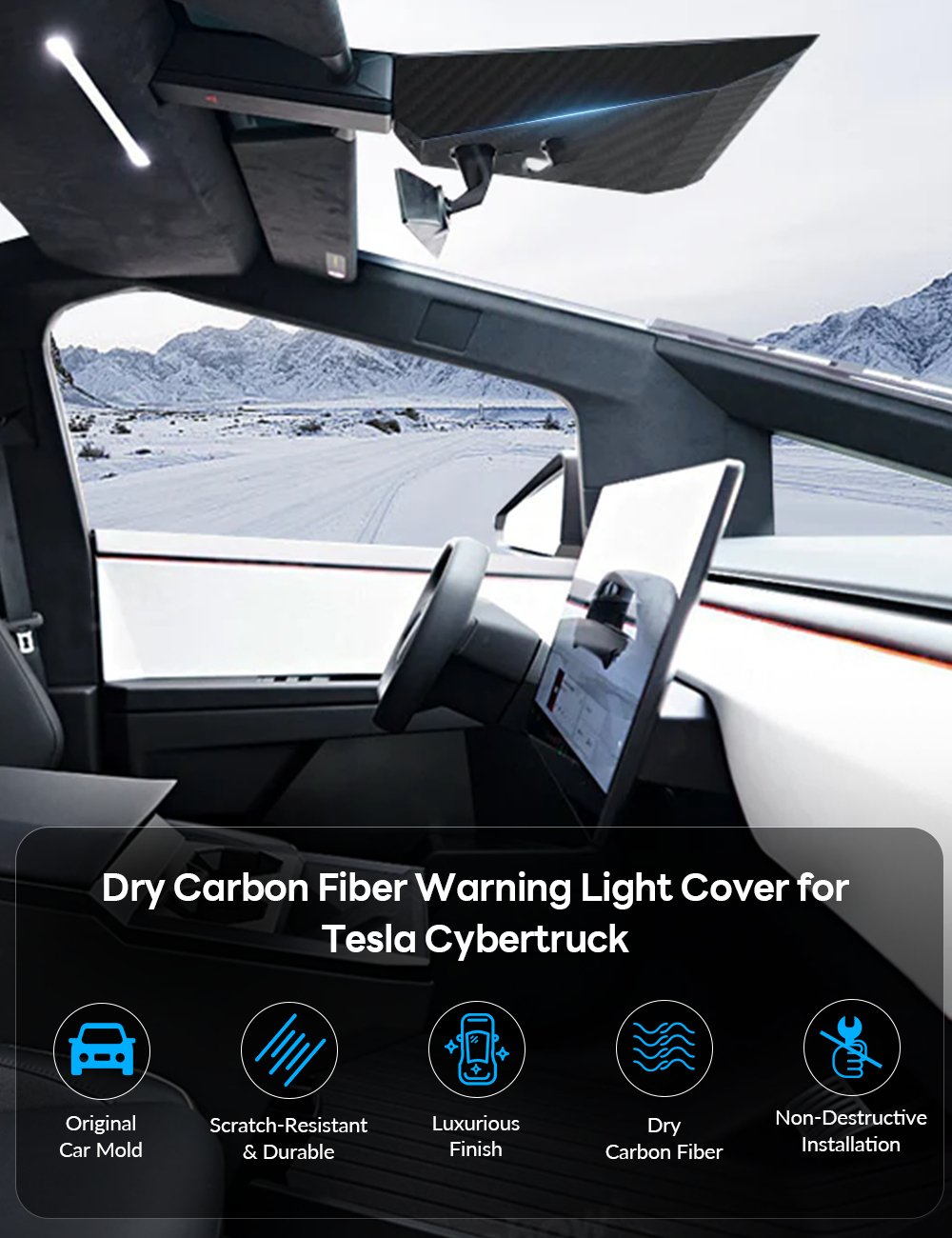 Dry Carbon Fiber Warning Light Cover for Tesla Cybertruck - Tesery Official Store