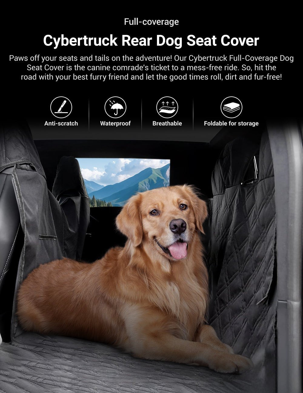 Full - Cover Rear Dog Seat Cover for Tesla Cybertruck - Tesery Official Store