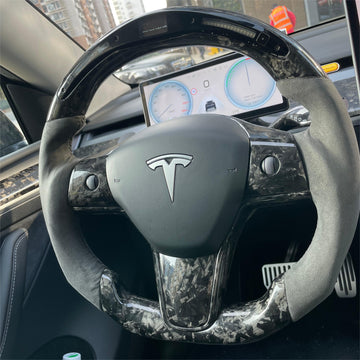 Volant chauffant en fibre de carbone compatible avec Tesla Model 3 Model Y