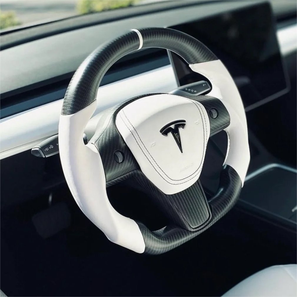 Model 3 / Y Sport Round Carbon Fiber Steering wheel 【Style 41】 - Tesery Official Store