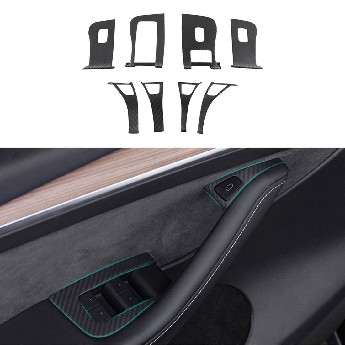 Model 3 / Y Window & Door Switch Covers - Carbon Fiber Interior Mods（Left & Right Hand） - Tesery Official Store