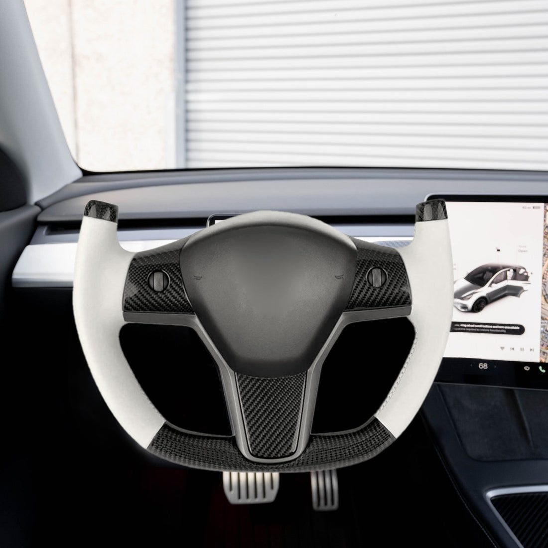 Modify Carbon Fiber Yoke - Style Steering Wheel for Tesla Model 3 / Y - Tesery Official Store