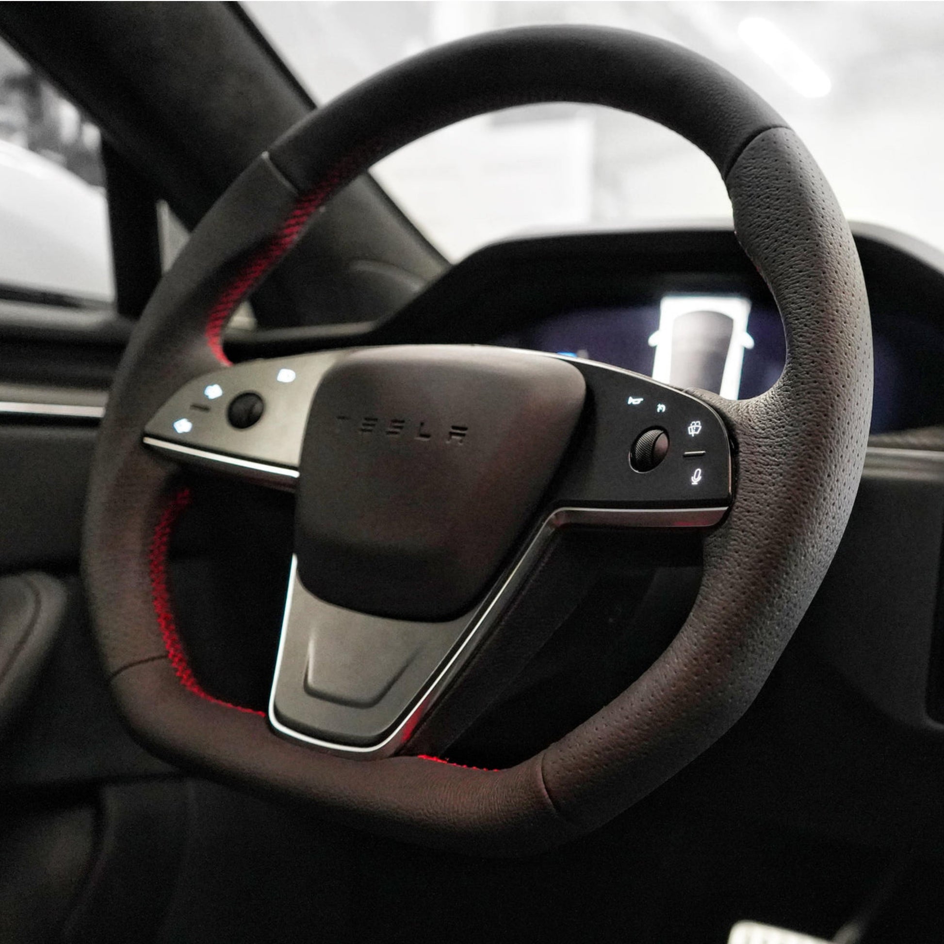 Plaid Round Steering Wheel Replacement for Tesla Model S / X 2021 - 2022 【Style 17】 - Tesery Official Store