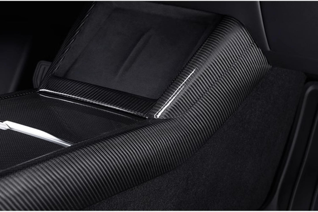 Real Dry Carbon Fiber Center Console Combo Side Panel & Charging Pad Overlay for Model 3 Highland & New Model Y - Tesery Official Store