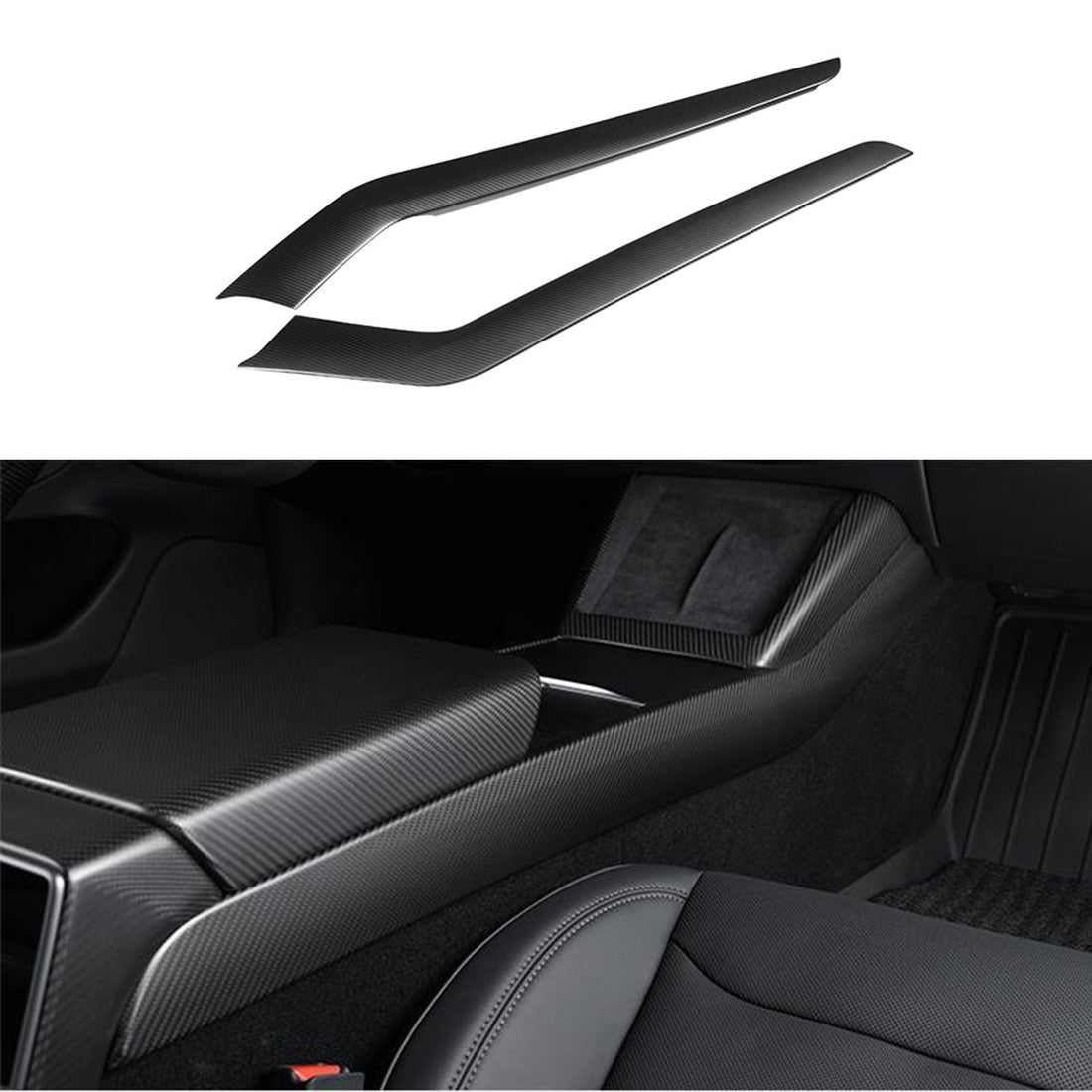 Real Dry Carbon Fiber Center Console Side Panel Overlays for Model 3 Highland & New Model Y (2 Pieces) - Tesery Official Store