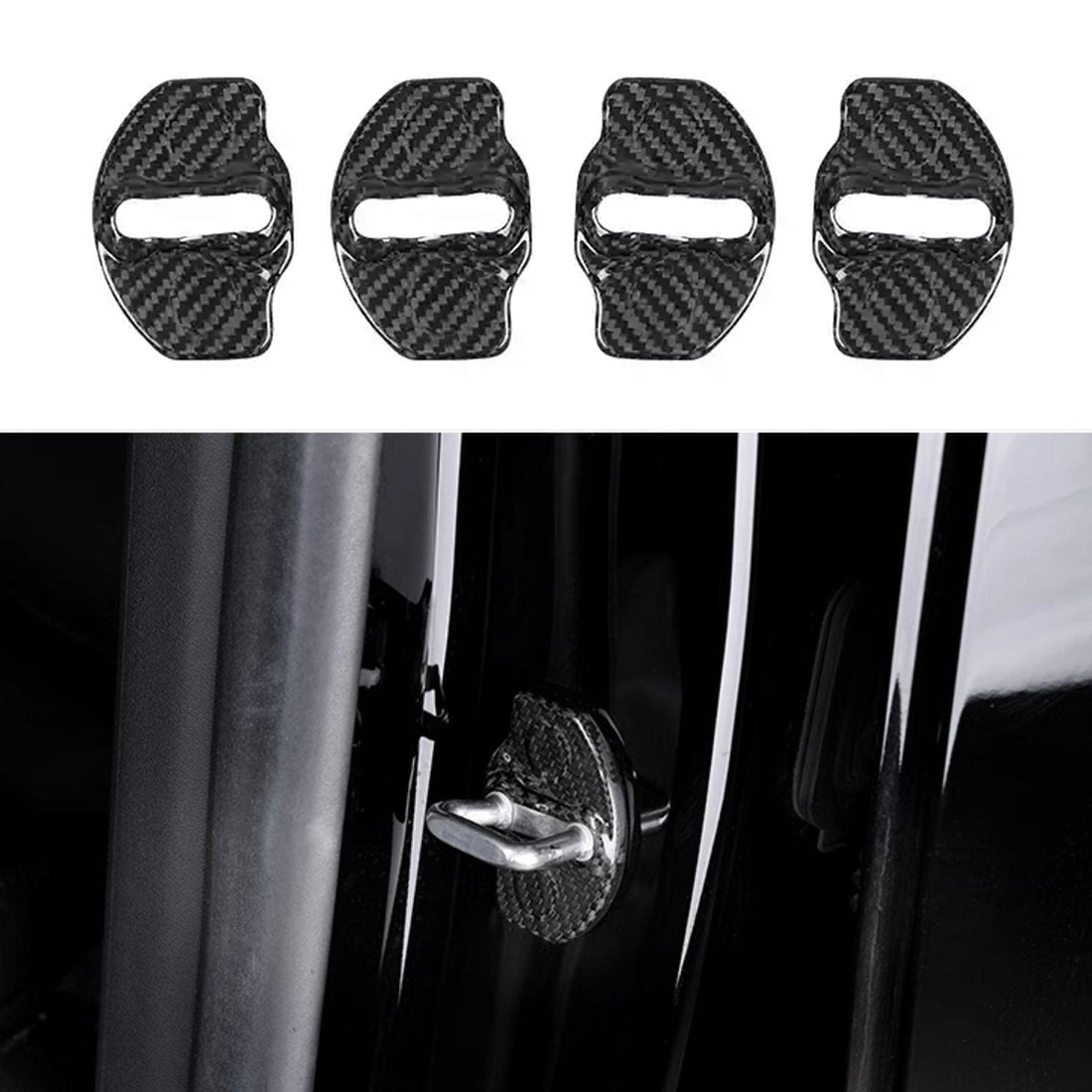 Real Dry Carbon Fiber Door Lock Cover for Tesla Model 3 & Model Y - Tesery Official Store