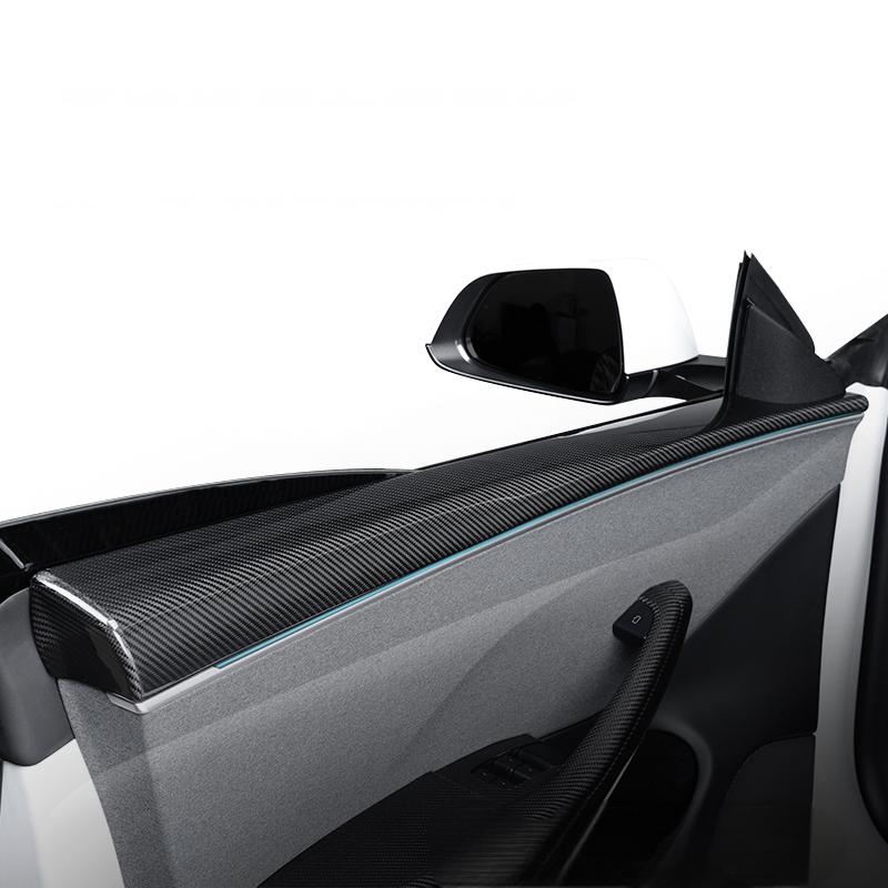 Real Dry Carbon Fiber Upper Door Trim Panel Overlay for Model 3 Highland & New Model Y - Tesery Official Store