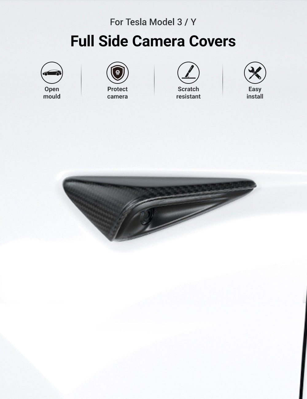 Side Camera Turn Signal Cover for Model 3/S/Y/X - Carbon Fiber Exterior Mods - Tesery Official Store