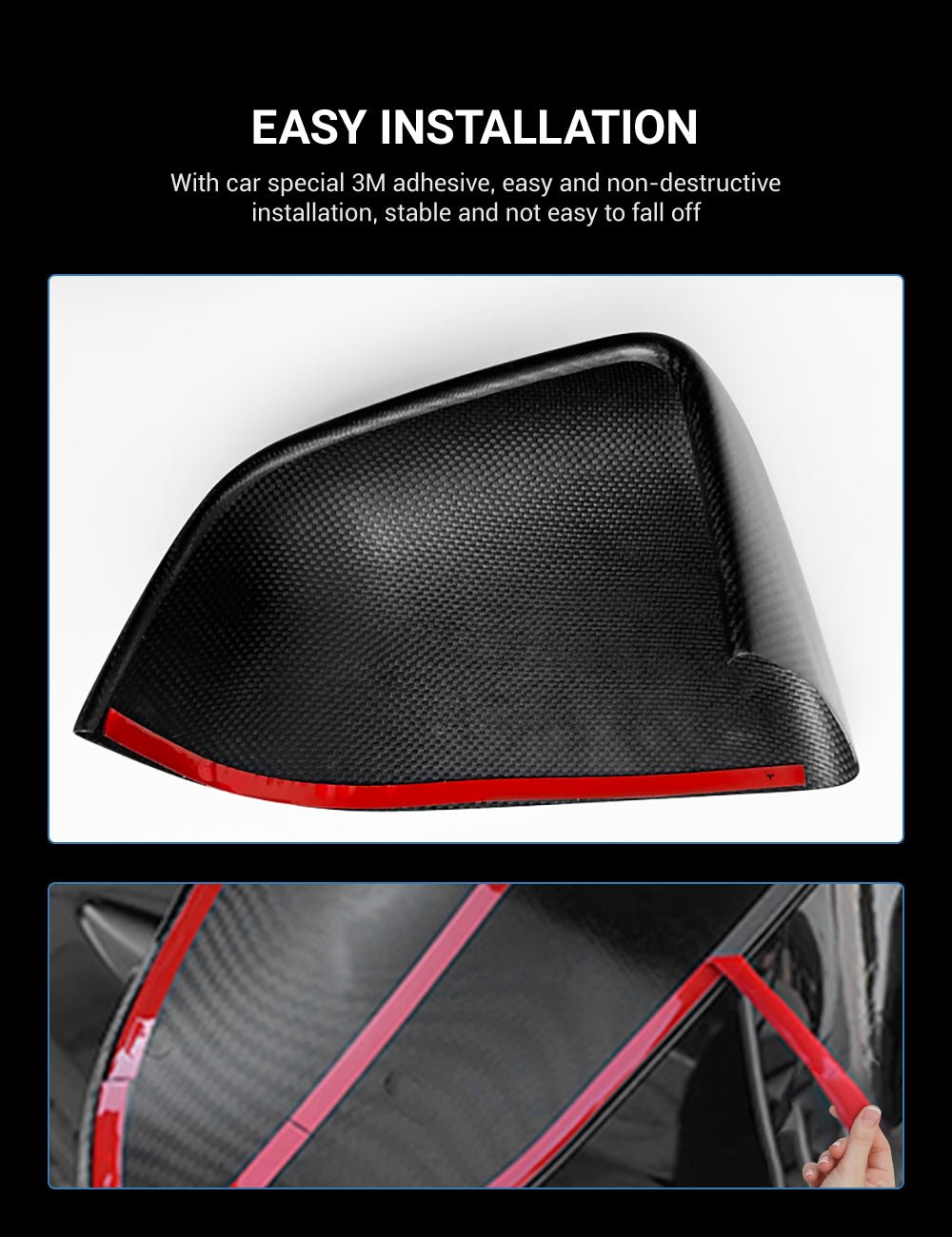 Side Mirror Cover OEM Style for Tesla Model X / S - Dry Carbon Fiber Exterior Mods - Tesery Official Store