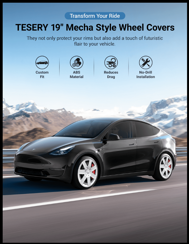 TESERY 19″ Mecha Style Wheel Covers for Tesla Model Y - Tesery Official Store