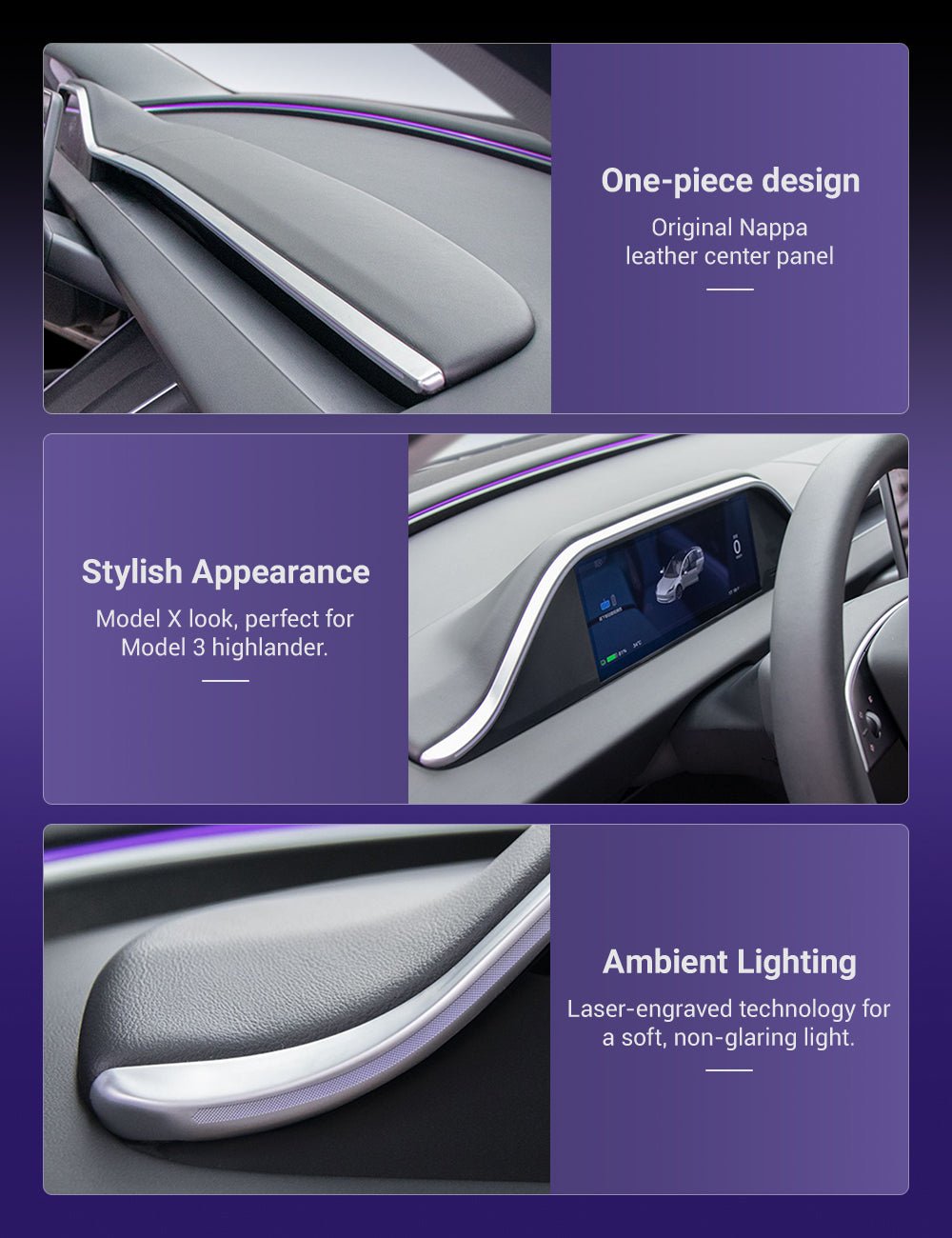 TESERY 8.9'' Integrated Dashboard Display with Ambient Lighting for Model 3 Highland - Tesery Official Store