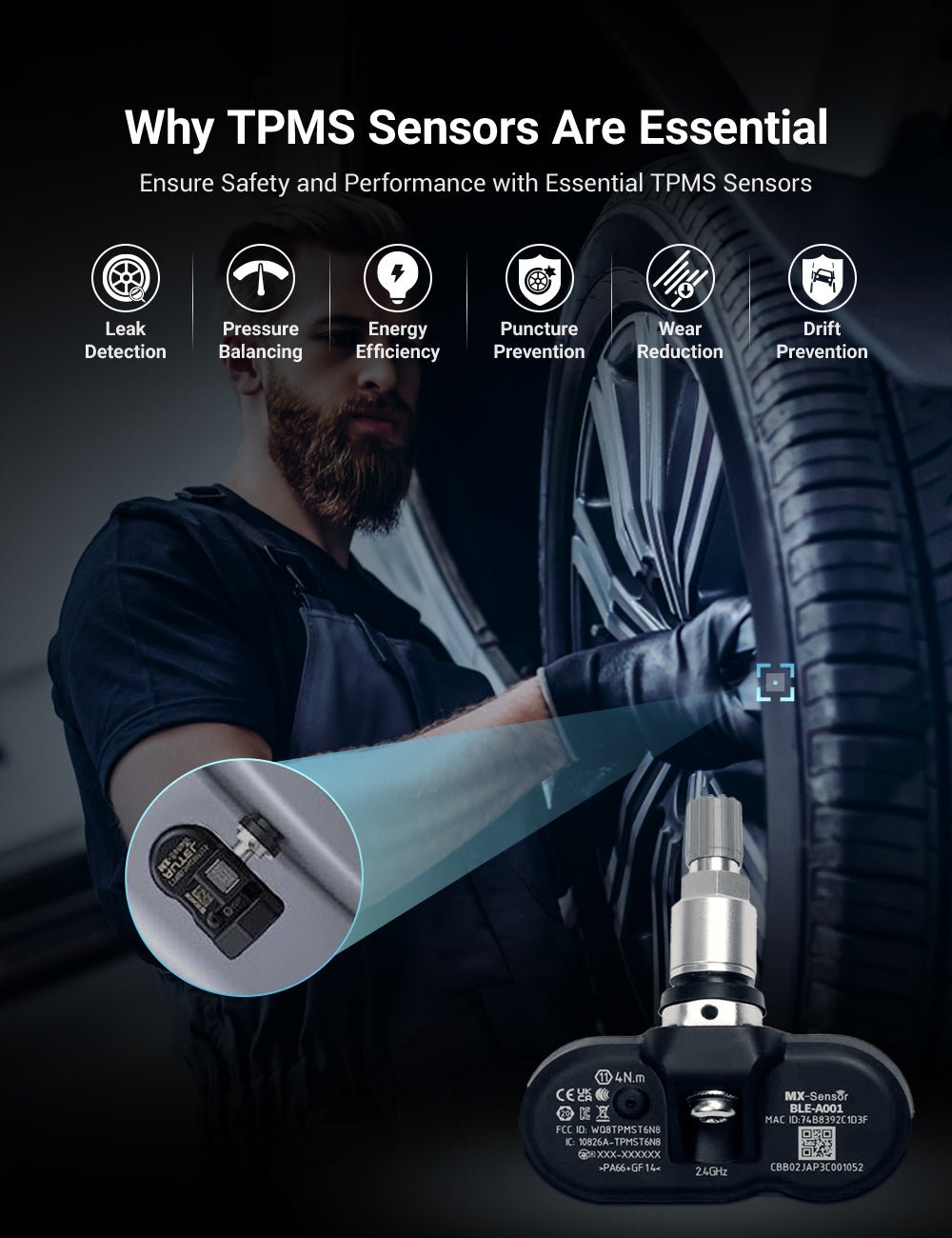 TESERY BLE Bluetooth Tire Pressure Monitoring Sensor(TPMS) for Model 3/Y/S/X - Tesery Official Store