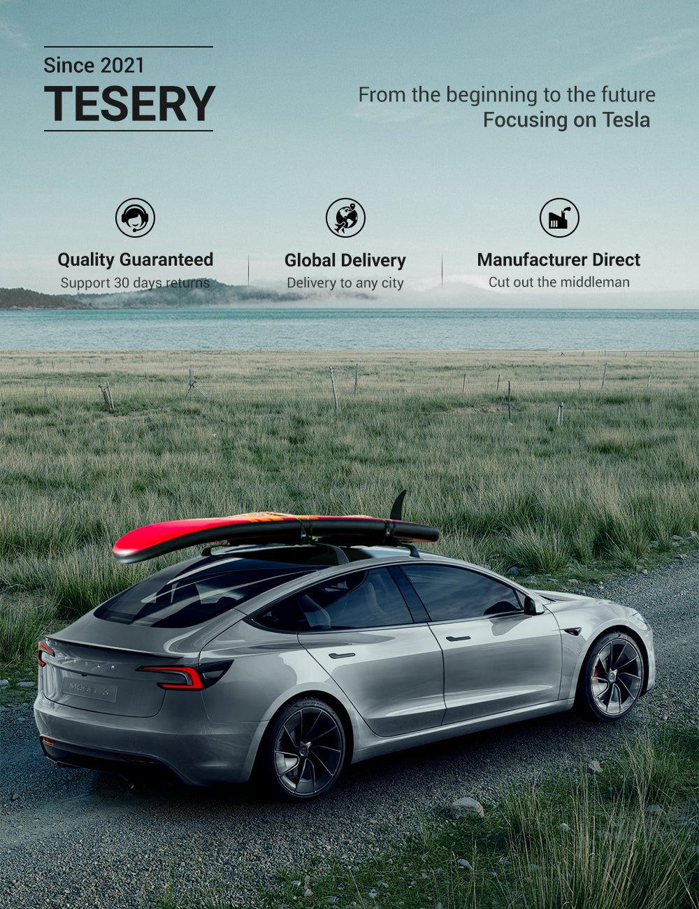 TESERY Roof Rack for Tesla Model 3 Highland / Model Y (Set of 2) - Tesery Official Store