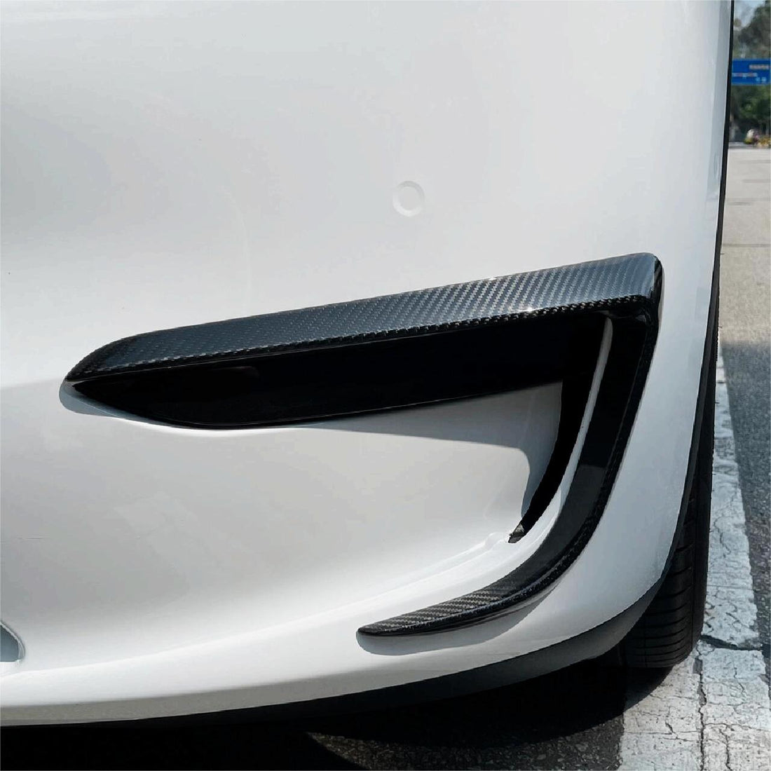 TESERY Tesla Model 3 Fog Light Trim - Carbon Fiber Exterior Mods - Tesery Official Store