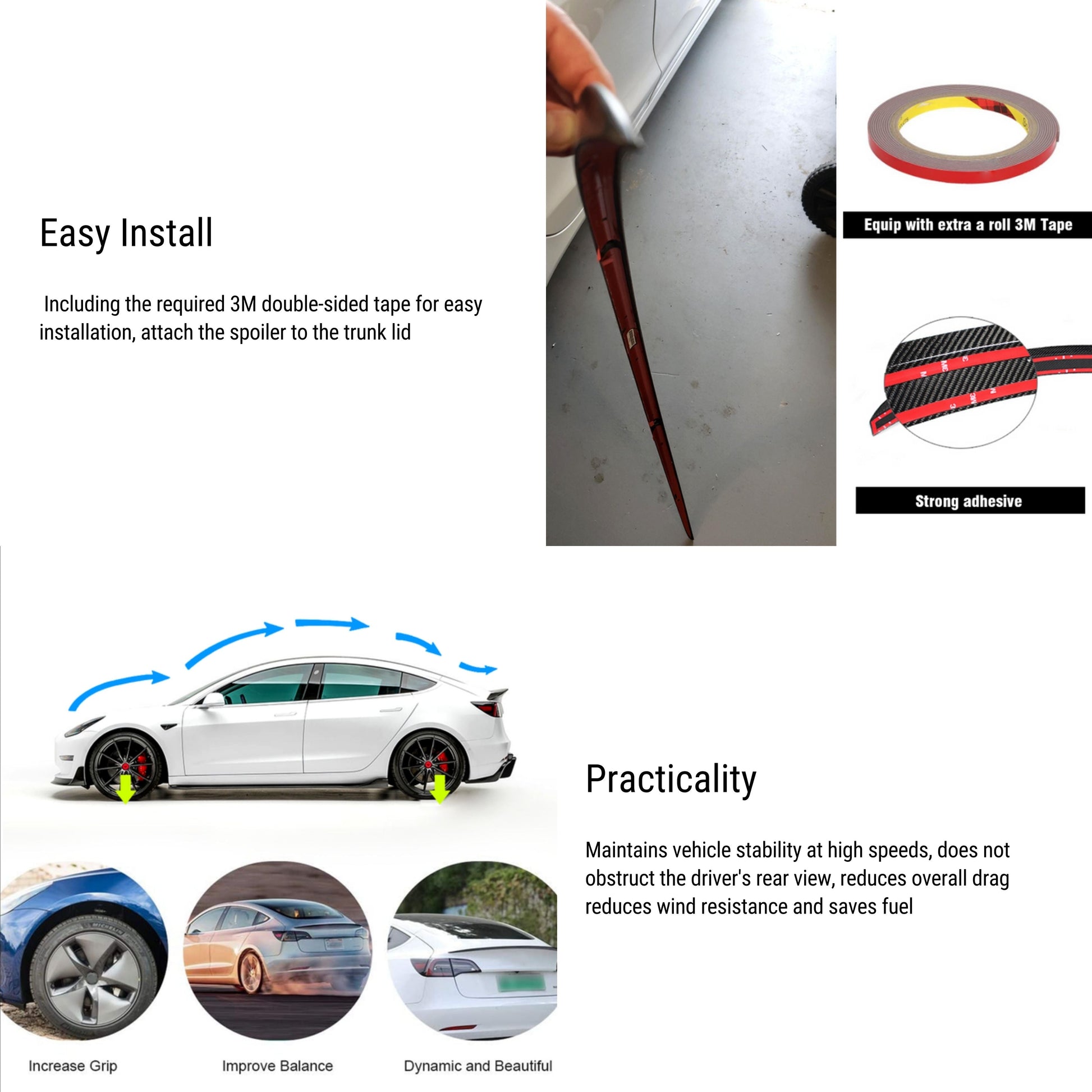 TESERY Tesla Model 3 Highland / Y Spoiler Performance OEM Style - Dry Carbon Fiber Exterior Mods - Tesery Official Store