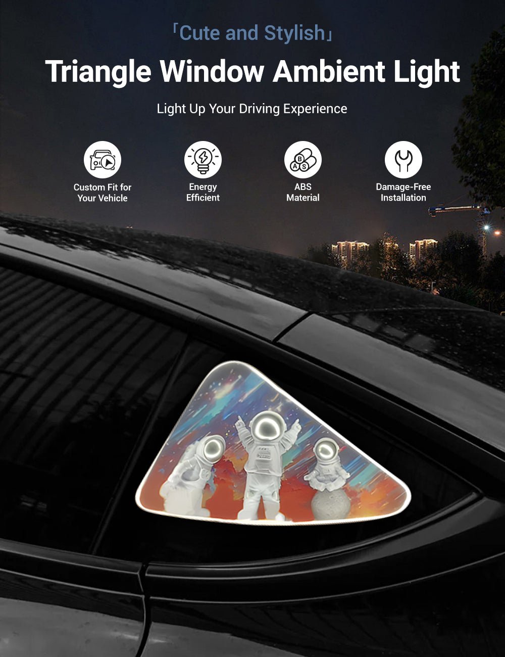 Triangle Window Ambient Light For Tesla Model 3/Y【Astronaut】 - Tesery Official Store