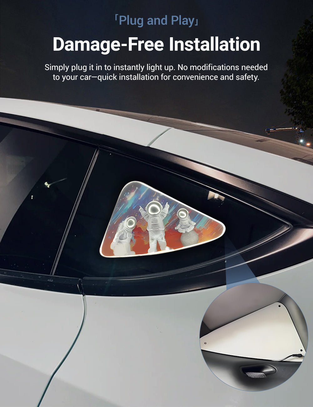 Triangle Window Ambient Light For Tesla Model 3/Y【Astronaut】 - Tesery Official Store