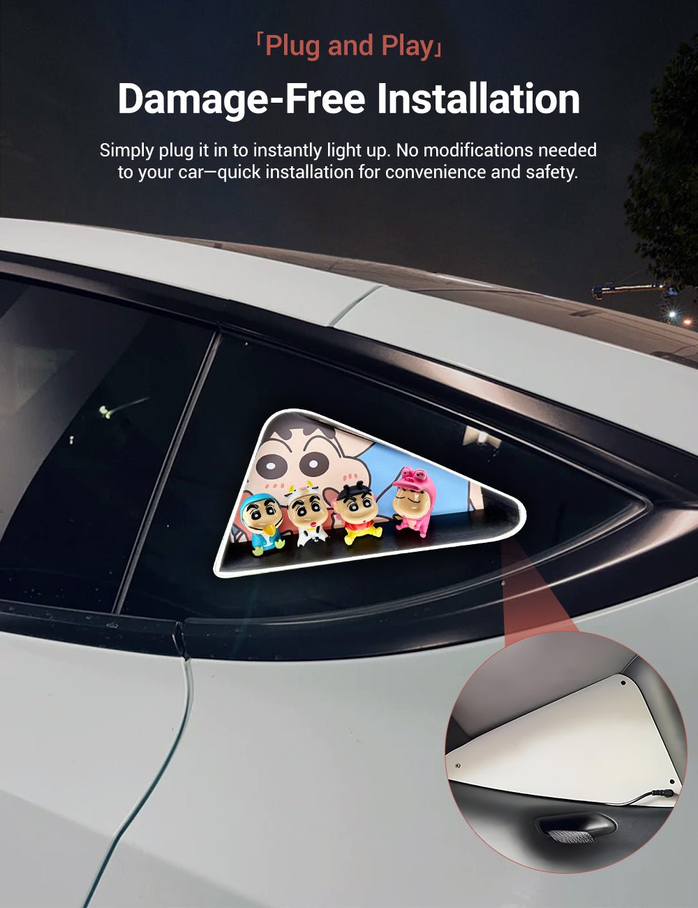 Triangle Window Ambient Light For Tesla Model 3/Y【Crayon Shin - chan】 - Tesery Official Store