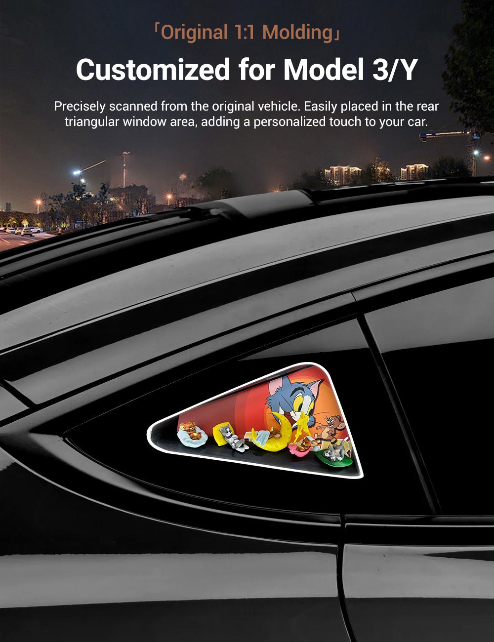 Triangle Window Ambient Light For Tesla Model 3/Y【Tom and Jerry】 - Tesery Official Store