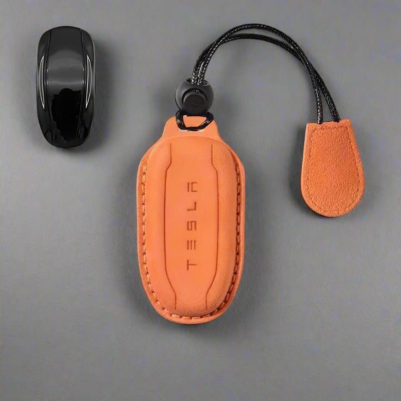 Tumbled leather key bag for Tesla model3/Y/S - Tesery Official Store