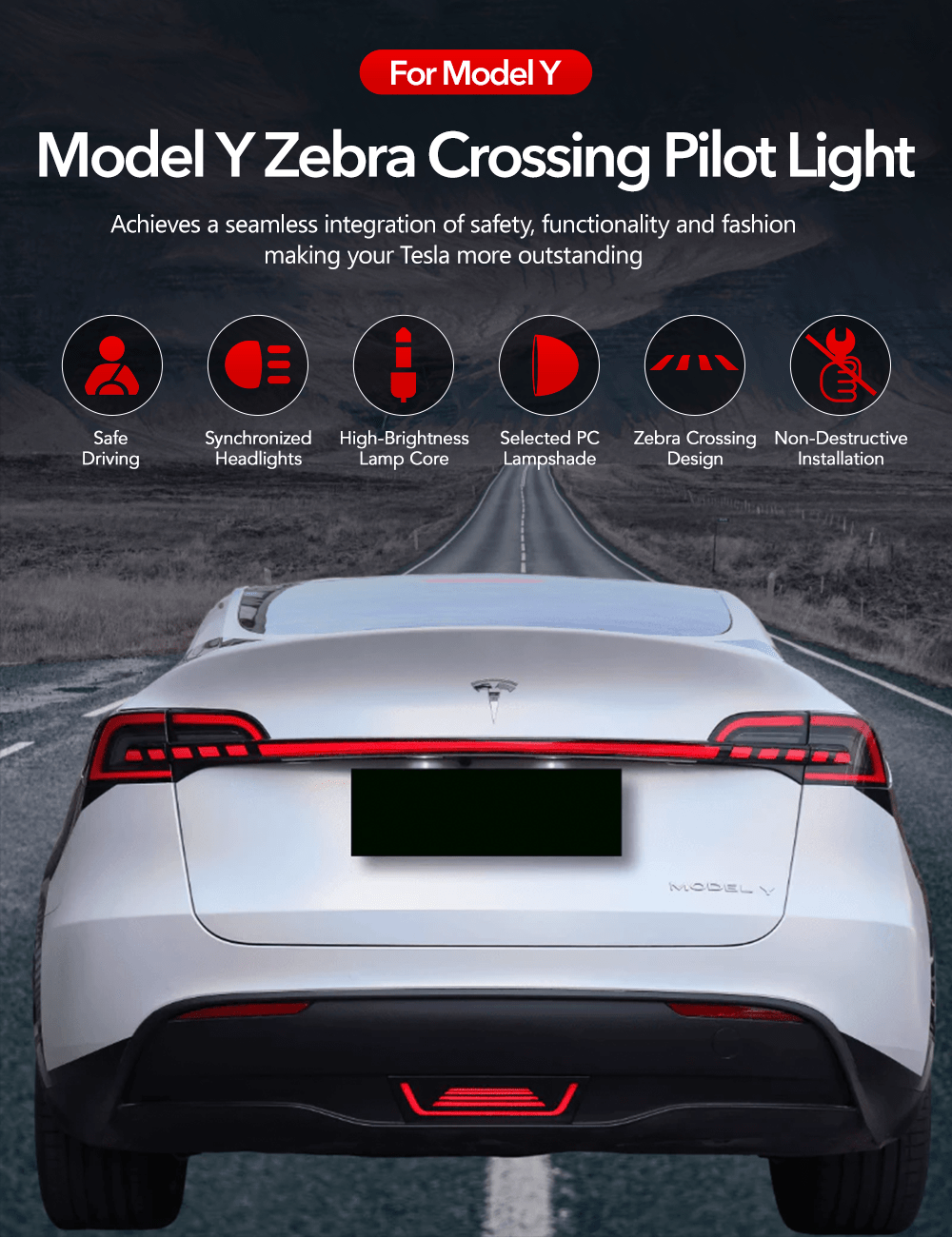 Zebra Crossing Pilot Lights for Tesla Model Y - Tesery Official Store