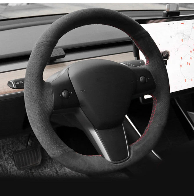 Alcantara Steering Wheel Cover for Tesla Model 3 / Y - Tesery Official Store