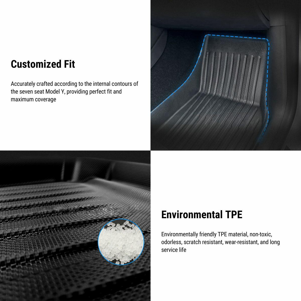 All Weather TPE Floor Mats for Tesla Model Y 7 Seats - Tesery Official Store