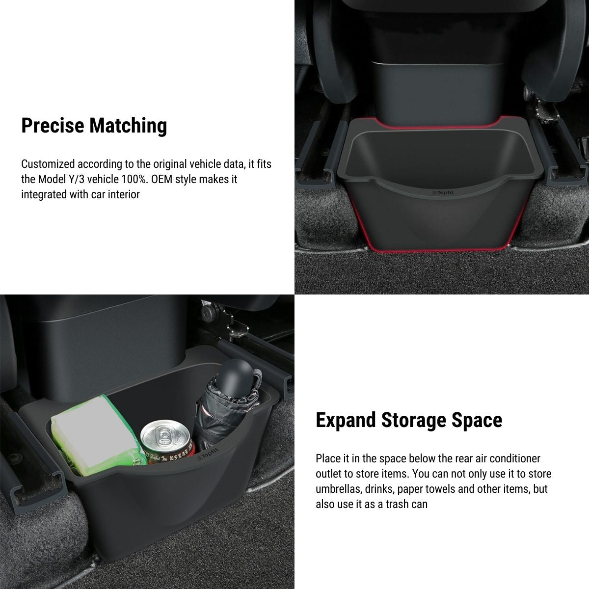 PU Leather Folding Under Seat Storage Box Drawer Organizer For Tesla Model  3 Y