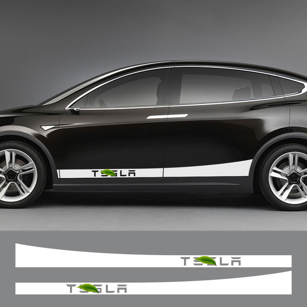 Car Door Side Skirt Stripes Sill Sticker Body Decal for Tesla Model S/3/X/Y (2pcs/set) Style 3 / Black