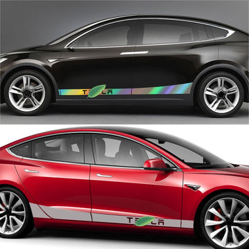 Bil dør sidenedstriber Sill Sticker Body Decal for Tesla Model S/3/X/Y (2pcs/sæt)