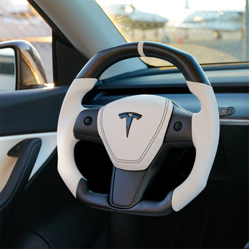 Square Carbon Fiber Steering Wheel for Tesla Model 3 / Y 【Style 42】