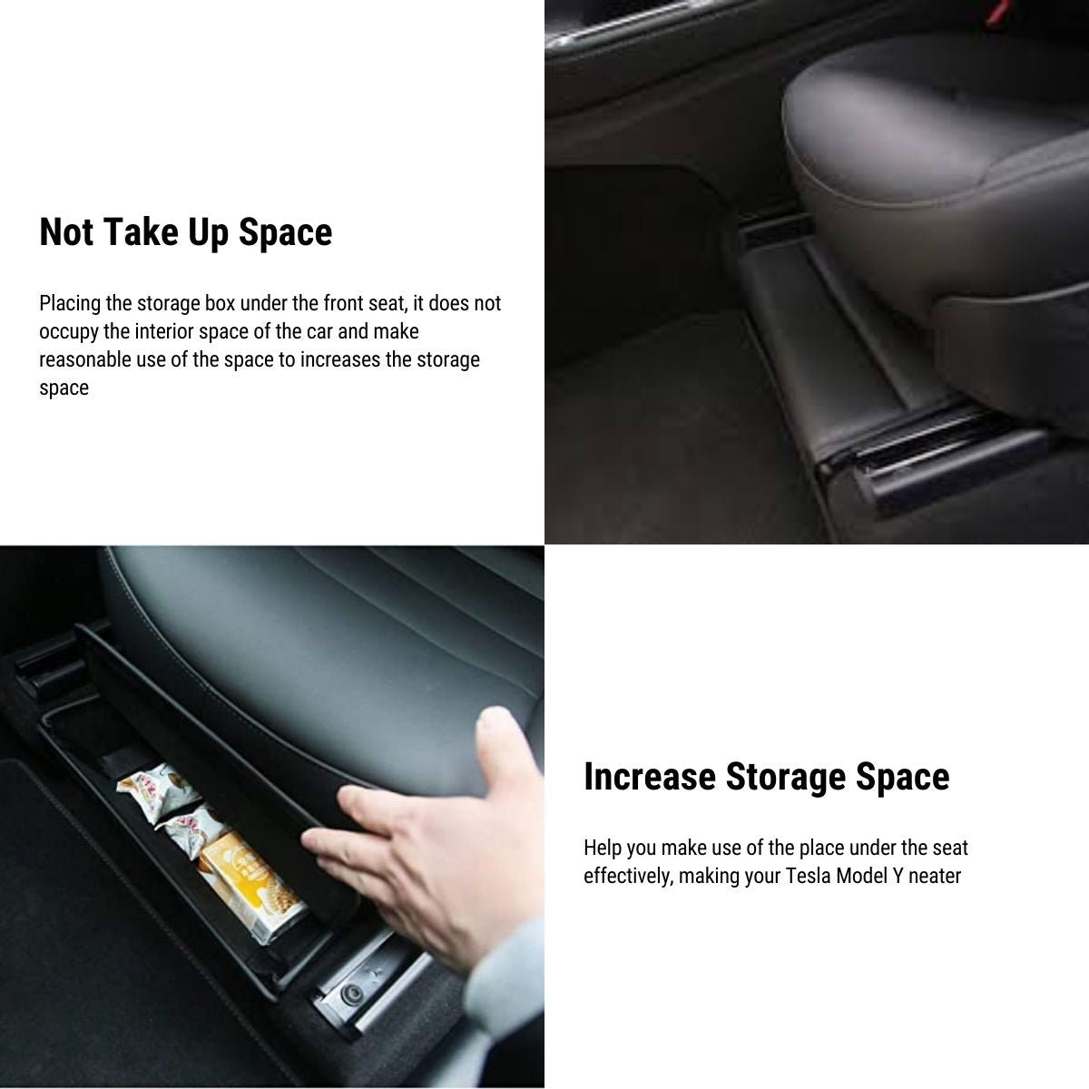 Vegan Leather Passenger Seat Storage Box For Tesla Model Y 2021-2023