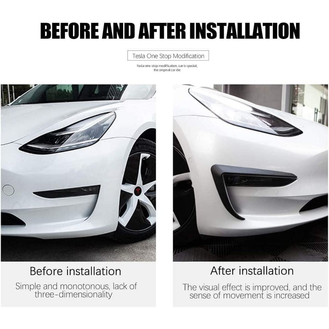 Front Fog Light Trim Cover Eyebrow Spoiler for Tesla Model 3 2017-2023.10 - Tesery Official Store