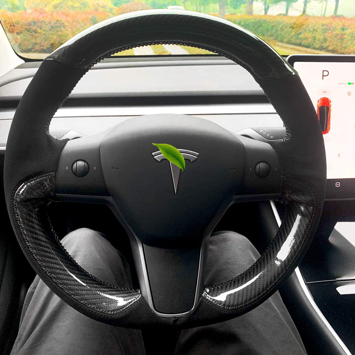 Genuine Leather Steering Wheel Cover for Tesla Model 3 / Y - Tesery Official Store