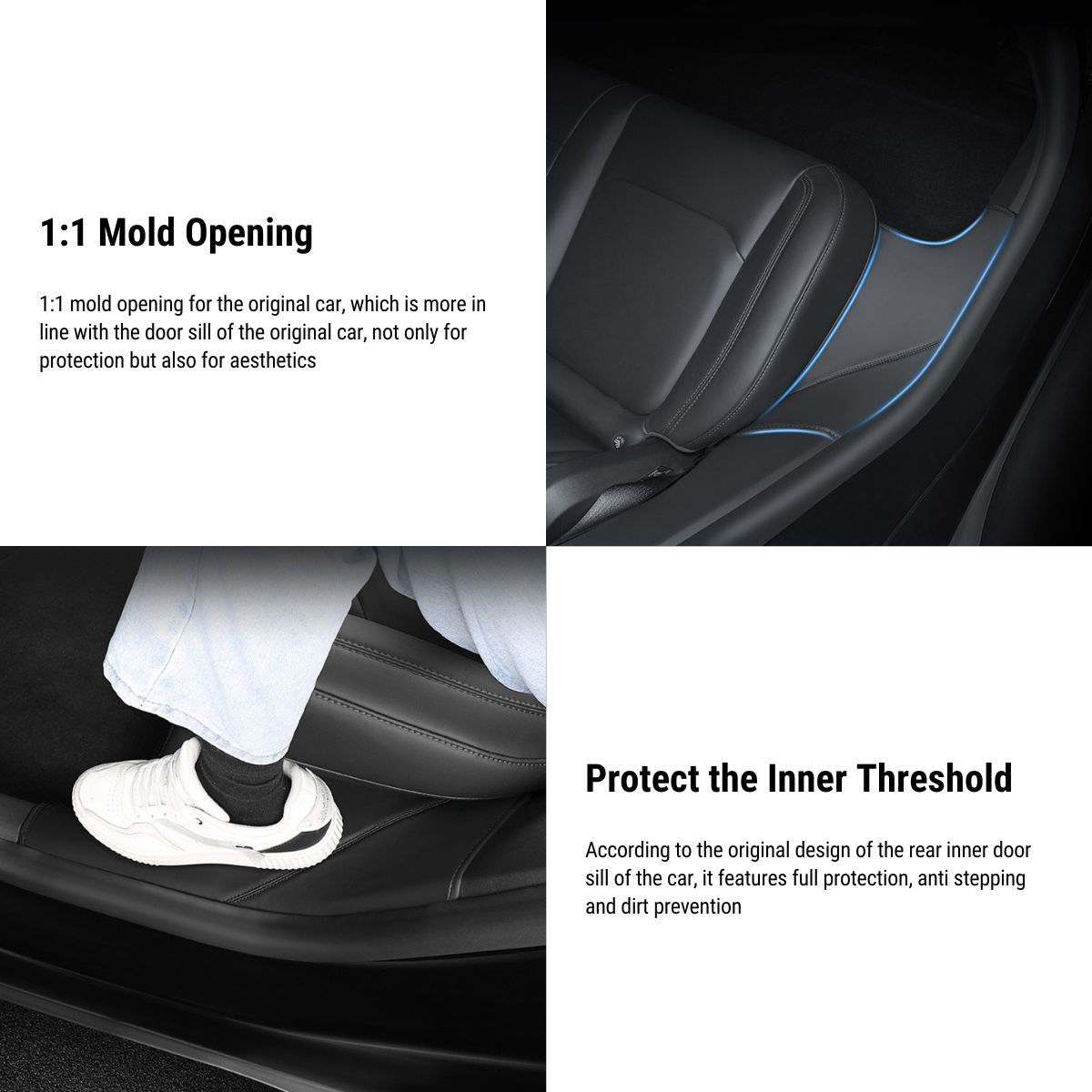 2x PU Leather Rear Door Sill Protector Cover Pad Fit for Tesla